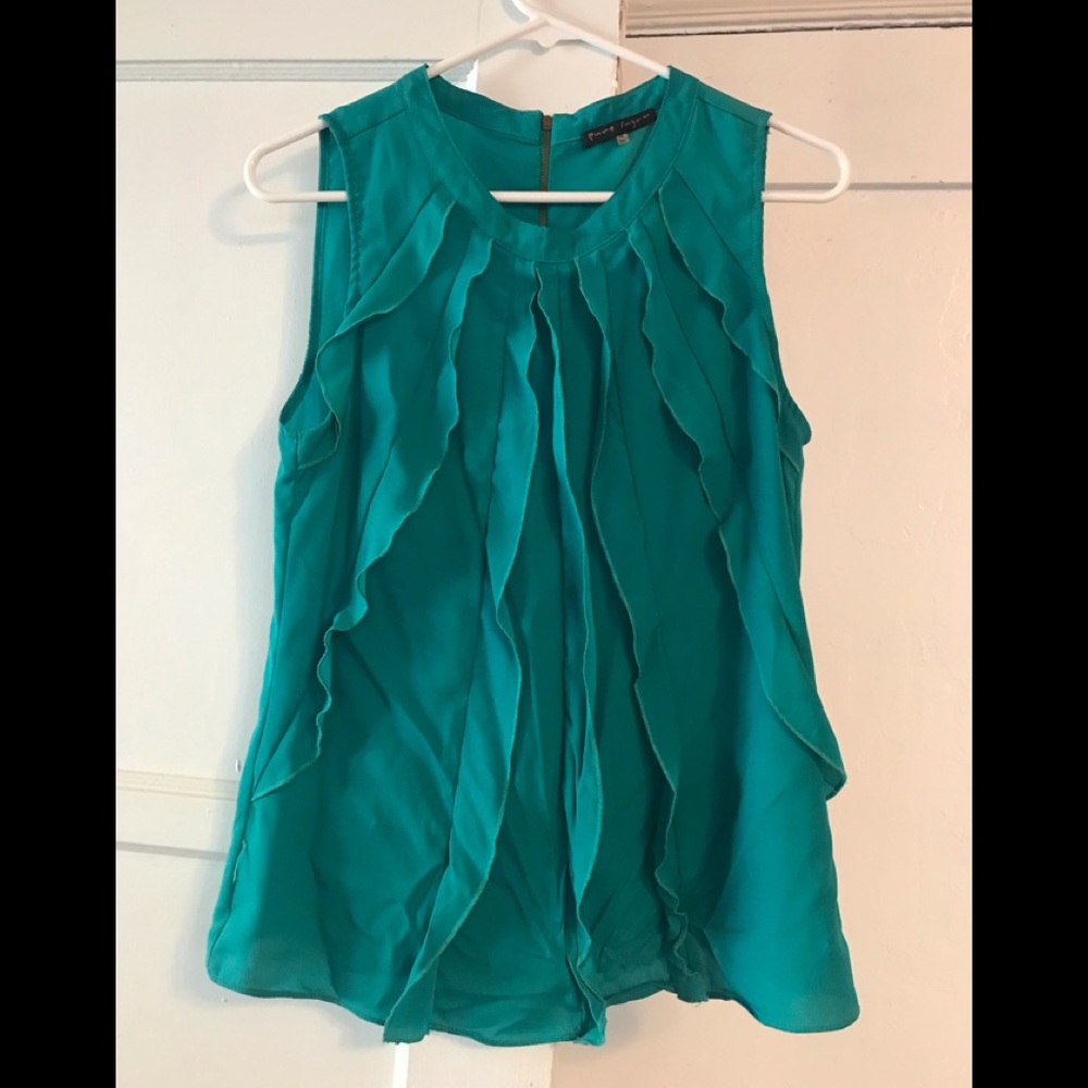 Turquoise silk top